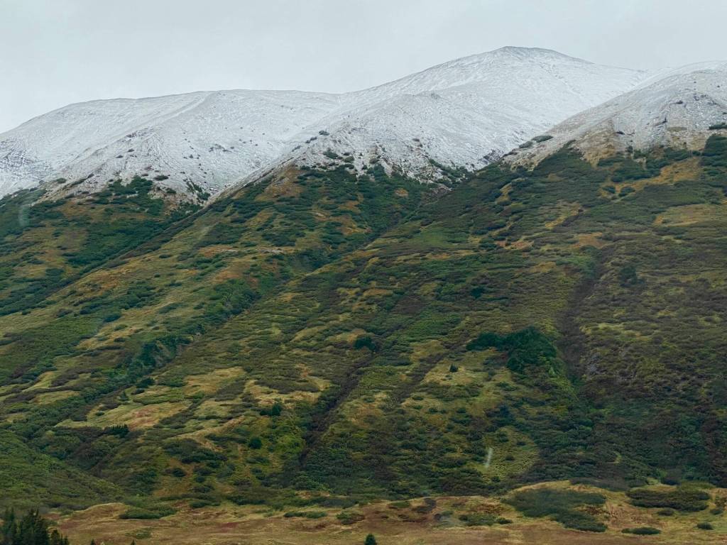 A snow-capped mountain in Seward on Sept. 20. (Photo by Denise Carroll)
