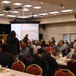 Hundreds gathered at Elizabeth Peratrovich Hall on Monday for a healing event on Indigenous Peoples Day to acknowledge and accept an apology of the closure of Juneaus Memorial Presbyterian Church in 1962. (Clarise Larson / Juneau Empire)