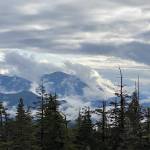 View of Auke Bay Harbor and the Douglas mountain range from John Muir Cabin on Oct. 10. (Photo by Denise Carroll)
