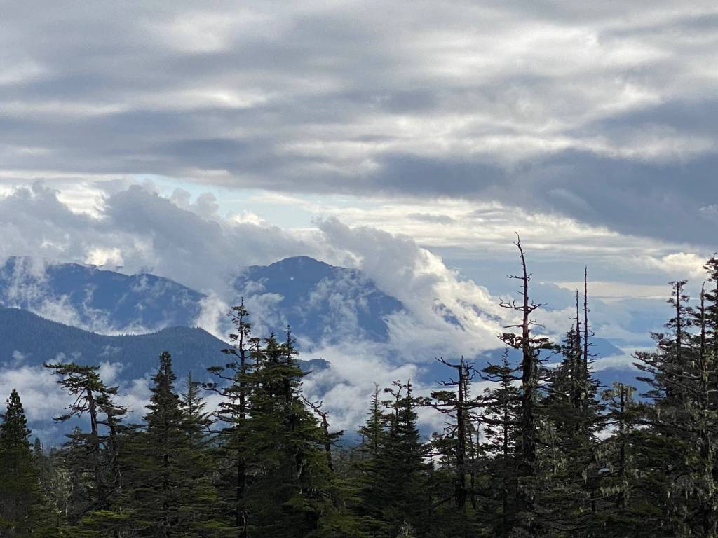 View of Auke Bay Harbor and the Douglas mountain range from John Muir Cabin on Oct. 10. (Photo by Denise Carroll)