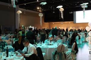 Meredith Jordan/ Juneau Empire
The theme for this years annual Greater Juneau Chamber of Commerce event was Under the Sea: A Celebration of Ocean Industries. The event was held at Centennial Hall, which was festooned with items linked to the sea such as giant jellyfish decorations.