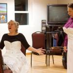 Marta Lastufka (left) plays the lead role of Nora while Becky Orford plays Anne Marie in a rehearsal of A Dolls House, Part 2 at the Filipino Community Hall on Thursday. The play is scheduled to debut at the hall at 7 p.m. next Wednesday, with 12 more performances at venues around Juneau through Nov. 19. (Mark Sabbatini / Juneau Empire)
