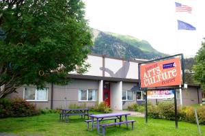 Flags fly outside the Juneau Arts and Culture Center on July 25, just before the Juneau Arts and Humanities Council officially celebrated its 50 anniversary. (Mark Sabbatini / Juneau Empire File)