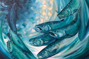 Acrylic works by local artist Jessalyn Ward will be featured at Bustin Out Boutique as part of Novembers First Friday in Juneau. (Courtesy of the Juneau Arts and Humanities Council)