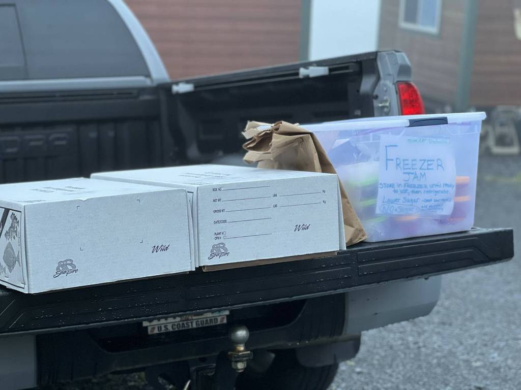 Items ready to be transported for gifting in Wrangell. (Photo by Vivian Faith Prescott)