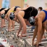 Thunder Mountain High School senior Olivia Mills prepares to start the 50 free at last weekends Region V Championships in Sitka. (James Poulson/Daily Sitka Sentinel)