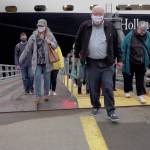 Passengers disembark from a ship in Sitka in the documentary Cruise Boom, which is screening Friday at the University of Alaska Southeast and Saturday at the Gold Town Theater. (Courtesy of Artchange Inc.)