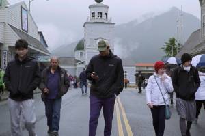 Tourists explore downtown Sitka in the documentary Cruise Boom, which is screening Friday at the University of Alaska Southeast and Saturday at the Gold Town Theater. (Courtesy of Artchange Inc.)