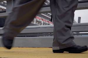 A tourist departs a cruise ship in the documentary Cruise Boom, which was screened Friday as part of an Evening at Egan presentation at the University of Alaska Southeast. The film is also scheduled to be shown Saturday at the Gold Town Theater. (Courtesy of Artchange Inc.)