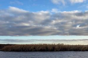 Late evening on the Kuskokwim River in Nunapitchuk on Oct. 12. (Photo by Claire Stremple/Alaska Beacon)