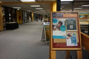 A board at the University of Alaska Anchorage Student Union, seen on Nov. 16, 2022, holds notices of employment opportunities. Alaskas minimum wage is set to rise on Jan. 1 to keep up with inflation, and an initiative campaign is underway to bring about faster increases. (Photo by Yereth Rosen/Alaska Beacon)