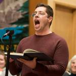Jacob Miller rehearses a solo from Handels Messiah on Wednesday evening at Ḵunéix̱ Hídi Northern Light United Church. (Mark Sabbatini / Juneau Empire)