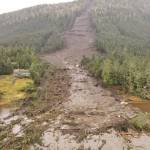 The deadly landslide that struck Wrangell on the night of Nov. 20 is seen the next day. Southeast Alaska is, by nature, vulnerable to such landslides, but climate change is adding to the risk by bringing more precipitation and more extreme rainfall events. (Photo provided by Alaska Department of Transportation and Public Facilities)