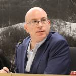 Wade Bryson, a Juneau Assembly member, explains why he favors giving local businesses a sales tax holiday for at least one day next year, targeting Feb. 29 as a suitable date, during the Assemblys Finance Committee meeting Wednesday night. The committee voted to hold onto the proposal for further study rather than sending it to the full Assembly. (Mark Sabbatini / Juneau Empire)