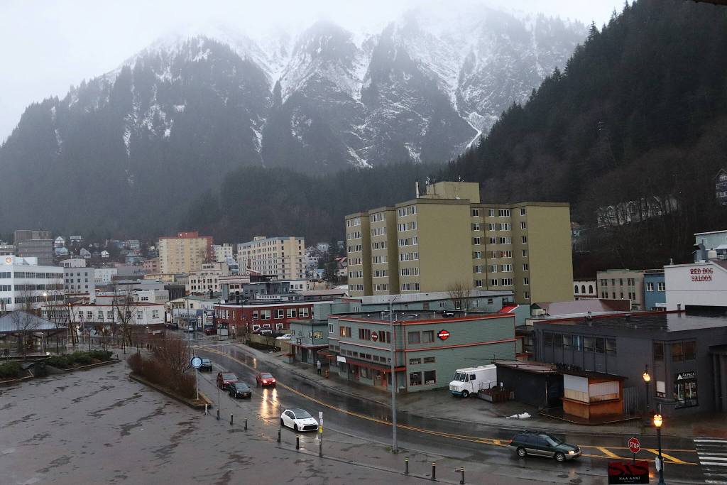 A romantic view of downtown Juneau  if rain is what warms ones heart  at midday on Christmas Eve. (Mark Sabbatini / Juneau Empire)
