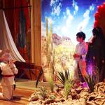 Brayam J. Valadez, 12, kneels in thankfulness as the historic character Juan Bernardino during an Our Lady of Guadalupe play on Sunday at St. Pauls Catholic Church. At right are Kimberly Valadez, playing the Virgin Mary, and Milagros Correa and Carlos Orozco as the angels. (Mark Sabbatini / Juneau Empire)