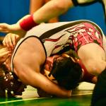 Wrangell senior Keegan Hanson pins Mt. Edgecumbe senior Atigun Pensley in the 152-pound Division II championship match of the 2023 ASAA Region V wrestling tournament Saturday at Thunder Mountain High School. (Klas Stolpe/ For the Juneau Empire)