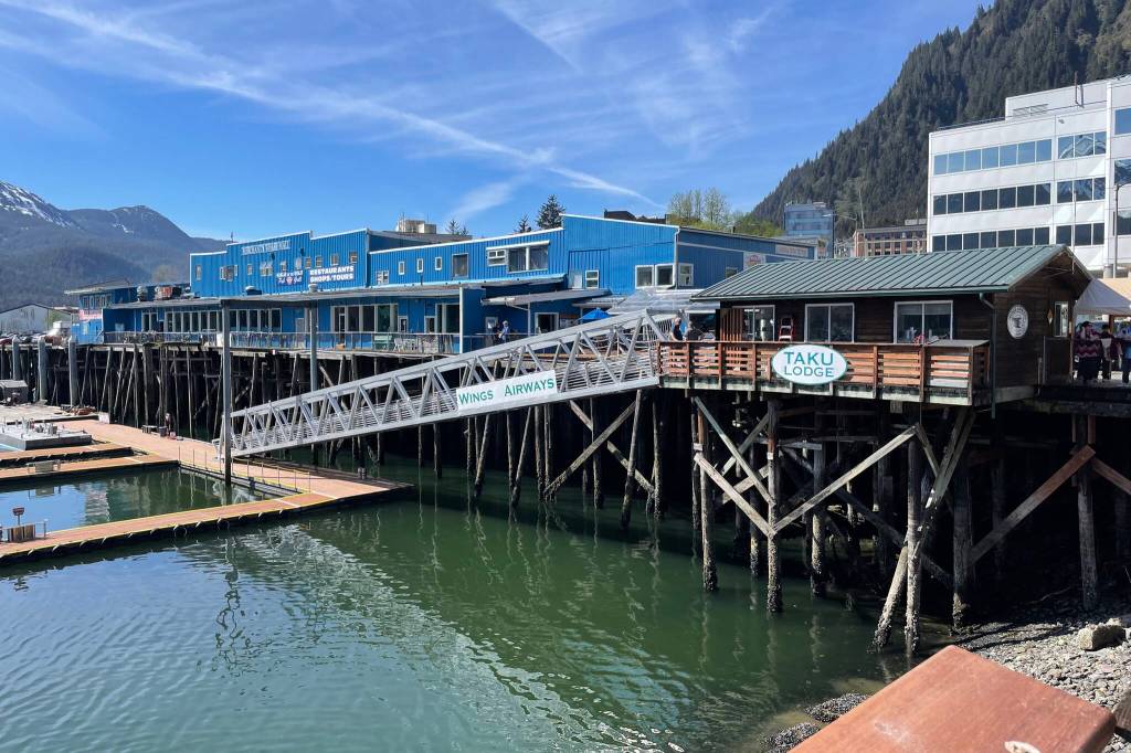 A summer 2023 sunny day shows off sparkling water and floating docks below Merchants Wharf. (Photo by Laurie Craig)