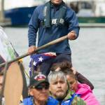 Doug Chilton yells out a command during a Coming Ashore Ceremony at Douglas Harbor on Wednesday, June 8, 2016. (Juneau Empire file photo)