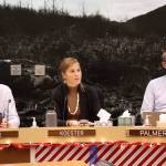 Juneau City Manager Katie Koester (center) discusses options for additional office space for city workers during a Juneau Assembly Committee of the Whole meeting on Monday night as Deputy City Manager Robert Barr (left) and City Attorney Robert Palmer listen. (Mark Sabbatini / Juneau Empire)