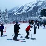 A line at the Ptarmigan lift gains new arrivals shortly after Eaglecrest Ski Area begins operating for the 2023-24 ski season Wednesday morning. (Mark Sabbatini / Juneau Empire)