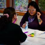 Skweit Jessie Morgan, a Business Basics for Artists participant, shares her business plan ideas with peers to workshop. (Photo by Shaelene Grace Moler)