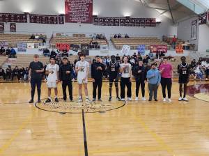 The boys all-tournament team at last weeks Clarke Cochrane Christmas Classic in Ketchikan includes Thunder Mountain High School guards Thomas Baxter and Samuel Lockhart. TMHS finished third among the eight boys teams in the tournament. (Photo courtesy TMHS basketball)