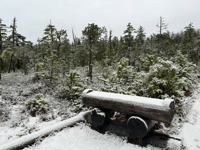 A cold and wet place to take a break along the Outer Point Trail on Jan. 2. (Photo by Deana Barajas)