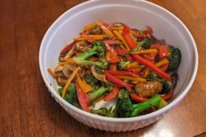 A stir fry cooked by adding vegetables in steps. (Photo by Patricia Schied)