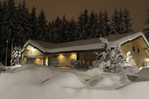 The National Weather Service Juneau office near the Mendenhall Glacier has a snowpack depth of 33 inches as of about midnight Tuesday, following two heavy storms during the past 10 days, according to the station. (National Weather Service Juneau)