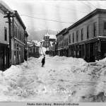 A 1901 photo shows Front Street looking west toward Main Street and Telephone Hill. (Alaska State Library  Historical Collections P492-11-118)