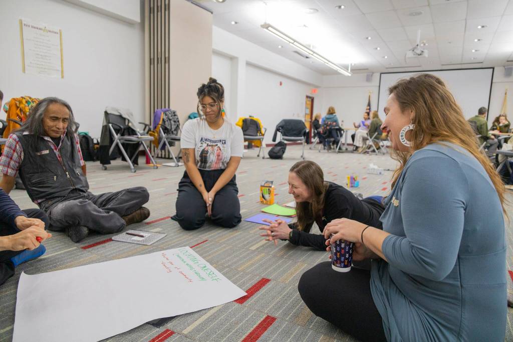 The Haa Tóoch Lichéesh Kaa Tukaxsaké Héende gathering on Nov. 17, 2023. included discussions on equity in personal lives, organizations, and communities. (Photo by Ḵaa Yahaayí Shkalneegi Muriel Reid)