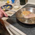 Sautéing rockfish fillets. (Photo by Patricia Schied)