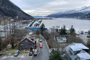 View of Telephone Hill looking south on a chilly December 2023 day. Without leaves on the trees houses can be seen more easily. (Photo by Laurie Craig)