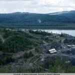 The Red Devil Mine, which produced mercury on and off from the 1930s to 1971, is seen from the air in 1960 in this archival photo from the University of Alaska Anchorages collection. The Bureau of Land Management has approved a plan to clean up what is considered the last remaining source of contamination: tailings spread over the property. (Photo by Don Grybeck/University of Alaska Anchorage Consortium Library archives and special collections)