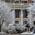 The Alaska State Capitol is seen on Monday, Feb. 13, 2023. (Photo by James Brooks/Alaska Beacon)