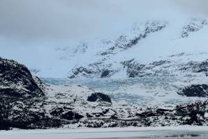 Mendenhall Glacier and Mendenhall Lake on Jan. 28. (Photo by Deana Barajas)