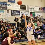 Keidre Hartman takes a jump shot for Thunder Mountain High School during Saturdays game against Ketchikan High School at TMHS. (Mark Sabbatini / Juneau Empire)
