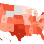 A map shows the percentage of residents participating in a survey Feb. 2-5 who favor their state seceding from the U.S., with Alaska topping states with at least 100 respondents at 36%. (Map by YouGov)