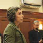 Sen. Shelley Hughes, R-Palmer, speaks in support of Senate concurrence on a version of an education bill passed by the Alaska House last week during a Senate floor discussion on Monday. (Ashlyn O’Hara/Peninsula Clarion)