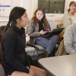 Nanibaa Frommherz, a student at Thunder Mountain High School, testifies about a proposal to help the Juneau School District with its financial crisis during a Juneau Assembly Committee of the Whole meeting Monday night at City Hall. The meeting was moved from the Assembly Chambers to a conference room toward the end due to technical errors that disrupted the live online feed. (Mark Sabbatini / Juneau Empire)