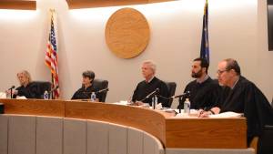 The Alaska Supreme Court is seen on Thursday, Feb. 8, in Juneau. (Photo by James Brooks/Alaska Beacon)