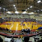 A Region V tournament game featuring the Mt. Edgecumbe Braves and Sitka Wolves begins at Mt. Edgecumbe High Schools B.J. McGillis gymnasium in 2019. (Photo by Klas Stolpe)