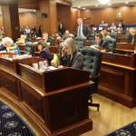 The state House and Senate meet in joint session on Wednesday, where they voted to override eight of 12 executive orders issued earlier this year by Gov. Mike Dunleavy. (Mark Sabbatini / Juneau Empire)