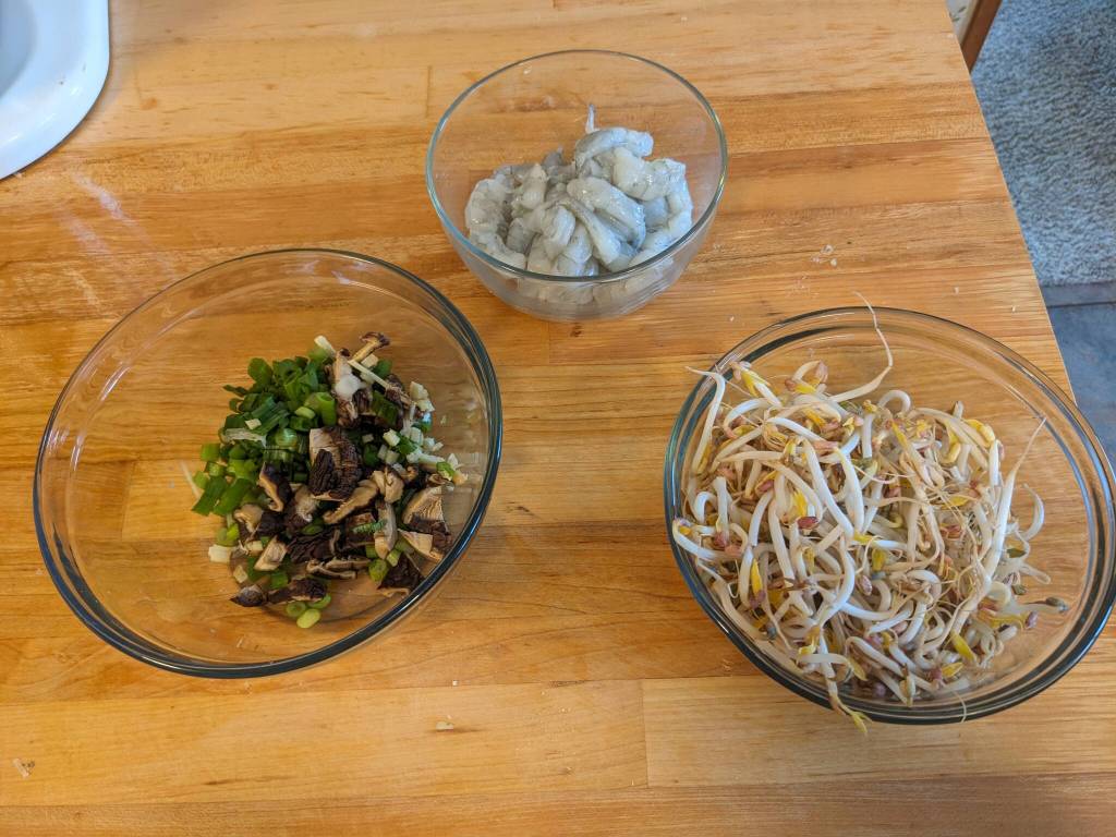 Spring roll ingredients ready for assembly. (Photo by Patty Schied)