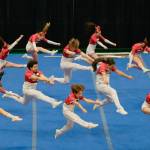 The Juneau-Douglas High School: Yadaa.at Kalé Crimson Bears cheer team at the 2024 ASAA/First National Bank Alaska Cheer State Championships at the Alaska Airlines Center in Anchorage. (Klas Stolpe, For the Juneau Empire)