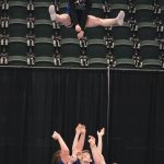 The Thunder Mountain High School cheer team at the 2024 ASAA/First National Bank Alaska Cheer State Championships at the Alaska Airlines Center in Anchorage. (Klas Stolpe, For the Juneau Empire)