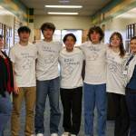 Pictured from left to right are Shannon Easterly, Sam Cheng, Alex Mallott, Edward Hu, Leif St. Clair, Peyton Edmunds and Shelby Nesheim. The five students in the middle are the Juneau-Douglas High School: Yadaa.at Kalé team that won the Tsunami Bowl in Seward on March 22-24. (Photo courtesy of National Ocean Sciences Bowl)