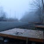 Scattered debris remains on a tent platform at Mill Campground on Wednesday, where people experiencing homelessness have stayed the past two summers. (Mark Sabbatini / Juneau Empire)