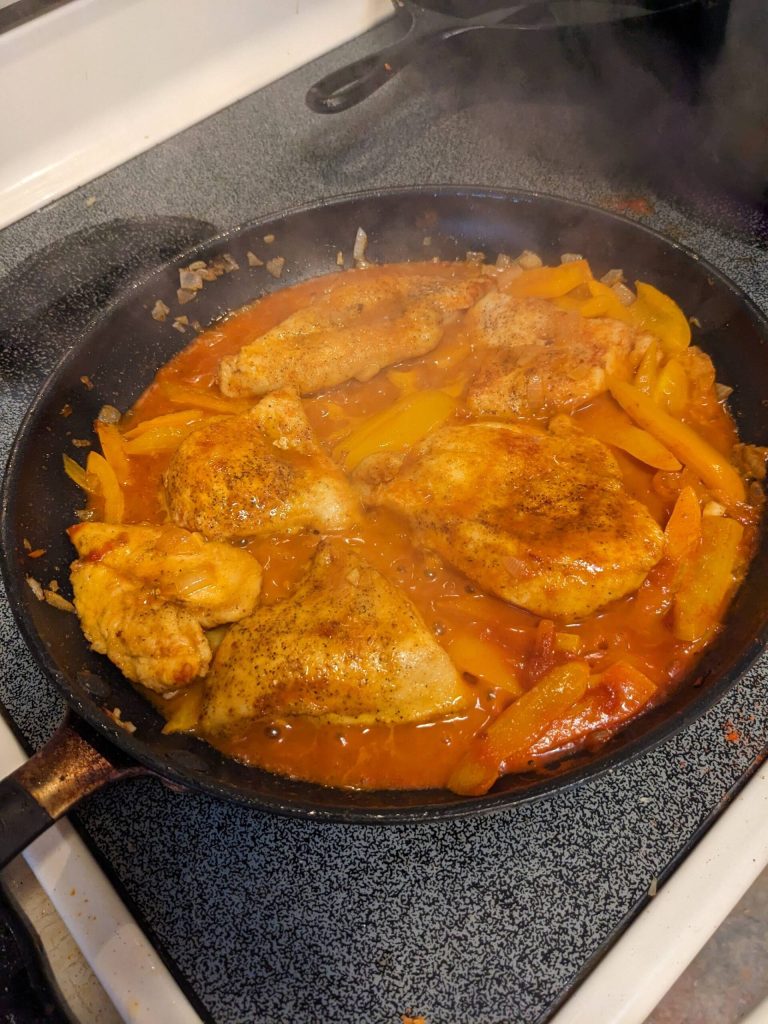Chicken paprika being cooked. (Photo by Patricia Schied)